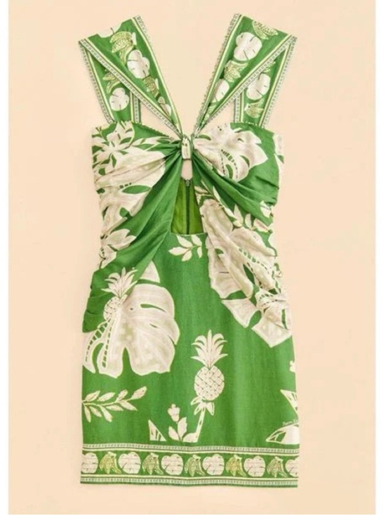 FARM Rio Dresses & Skirts - Farm Rio Green Lace Monsteras mini dress